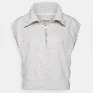 Abercrombie Marled Grey Half Zip Vest